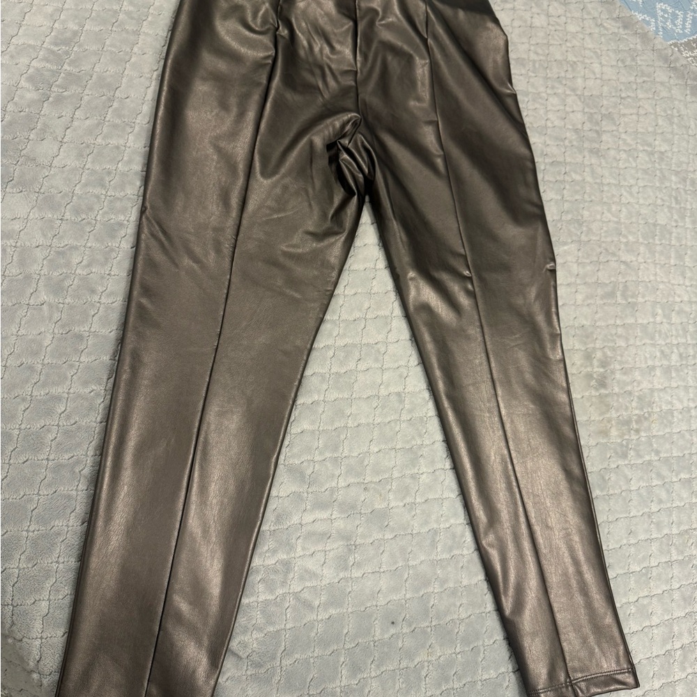 Loft Faux Leather Metallic Leggings - Picture 3 of 5
